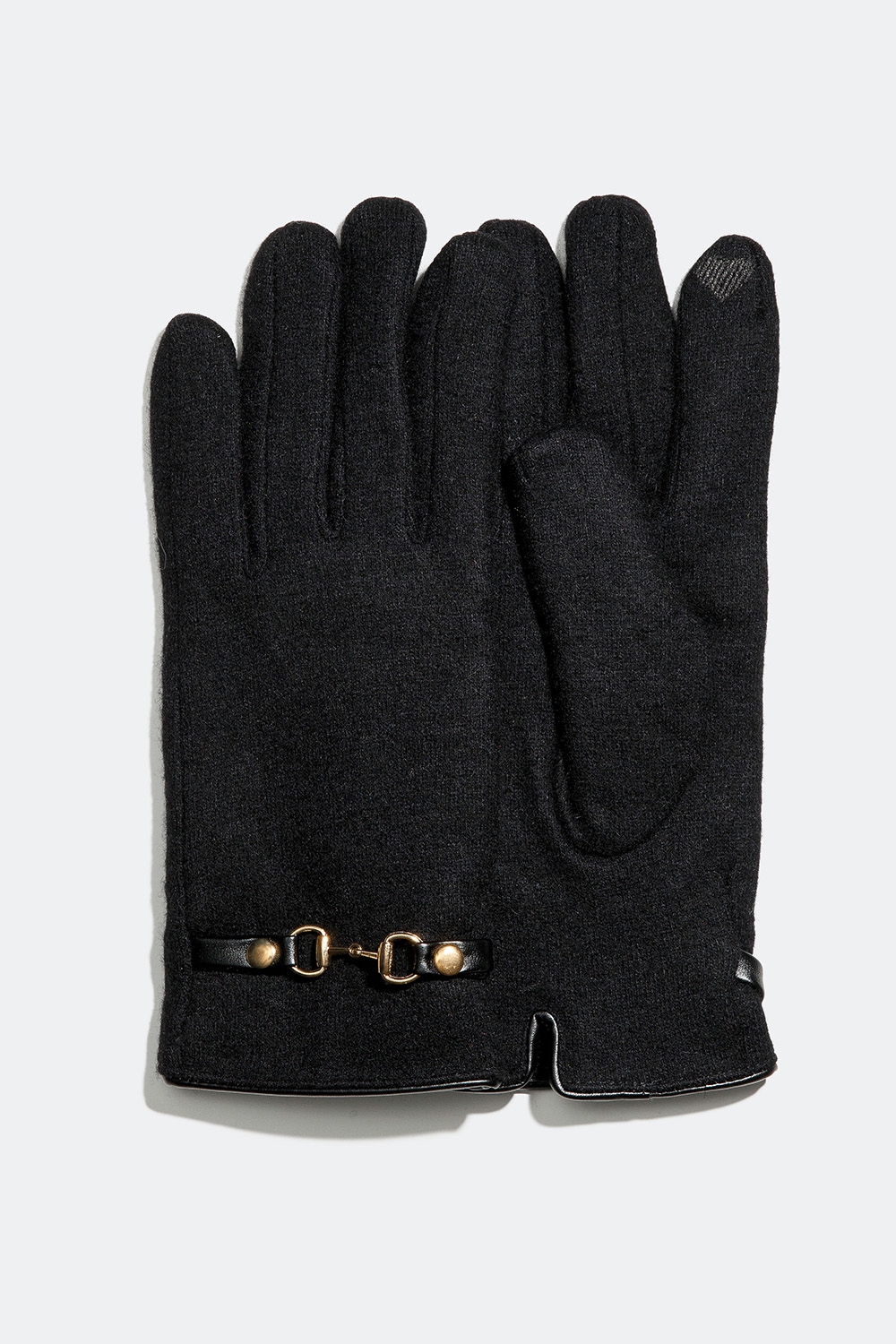 Sorte handsker i uld med hestebid i gruppen Tilbehør / Strik / Handsker hos Glitter (171000059000)