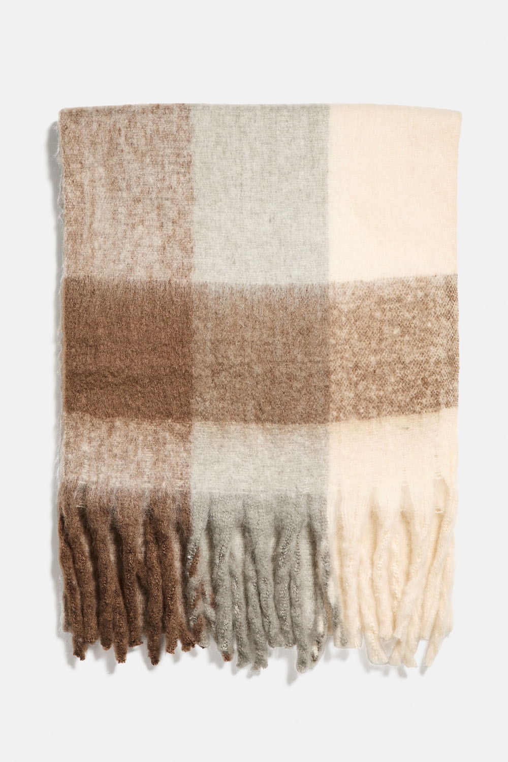 Børstet beige og brunt tørklæde i ternet mønster i gruppen Accessories / Strik hos Glitter (171001108600)