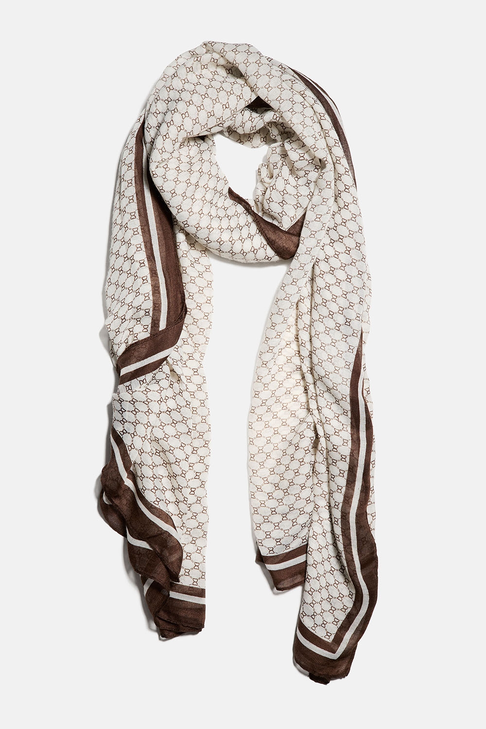 Hvidt og brunt sjal med DD-mønster i gruppen Accessories / Tørklæder hos Glitter (171001518400)
