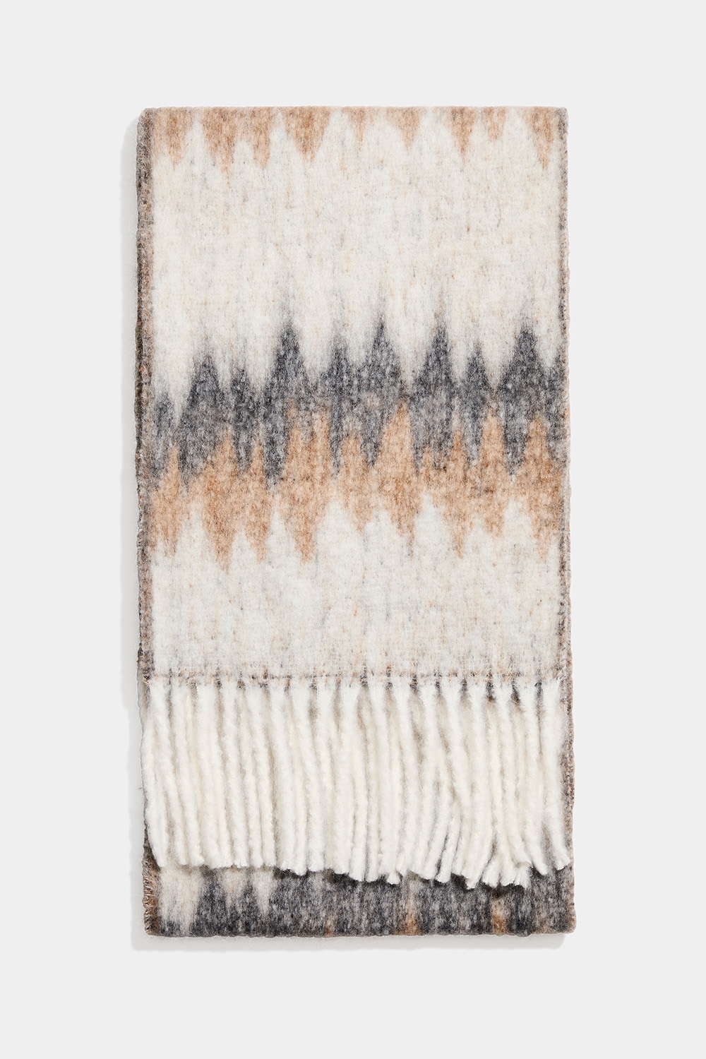 Tørklæde med zigzag-mønster i brun og beige i gruppen Accessories / Strik / Halstørklæde hos Glitter (171001528400)