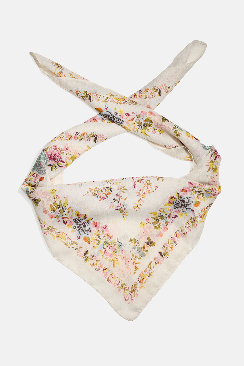 Hvidt tørklæde med fugle- og blomstermønster i gruppen Accessories / Tørklæder hos Glitter (171001548600)