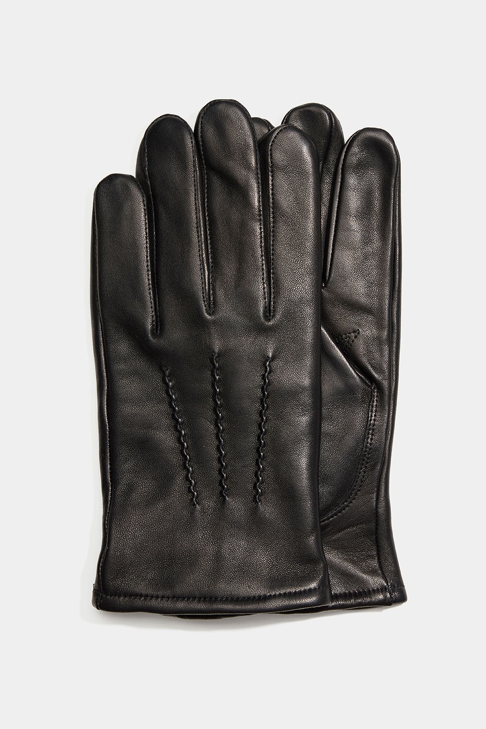 Sorte læderhandsker til herrer med dekorativ søm og for i uldblanding i gruppen Accessories / Skindhandsker / Skindhandsker til mænd hos Glitter (1710017190)