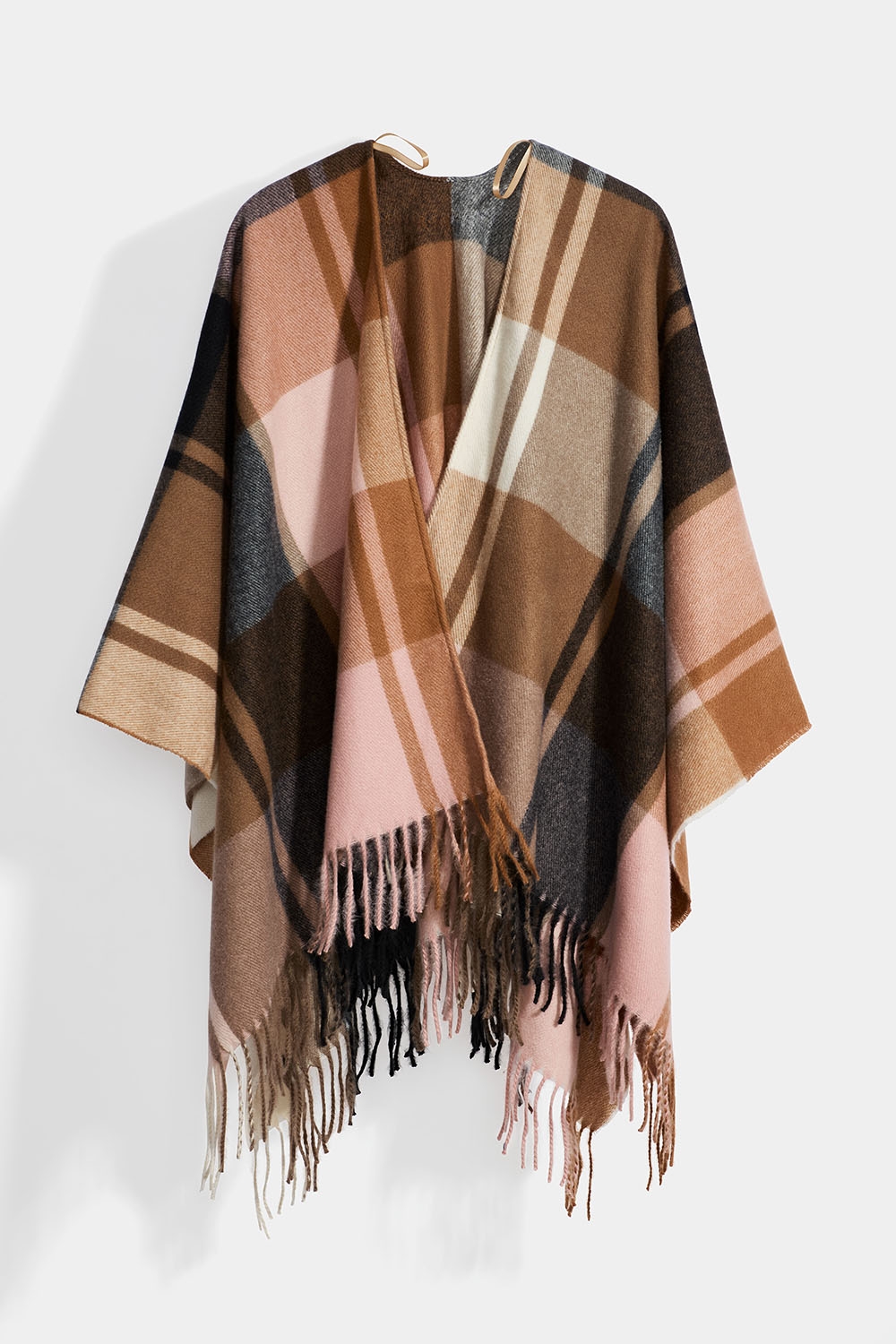 Rosa ternet poncho med frynser i gruppen Accessories / Strik / Ponchoer hos Glitter (171001755400)
