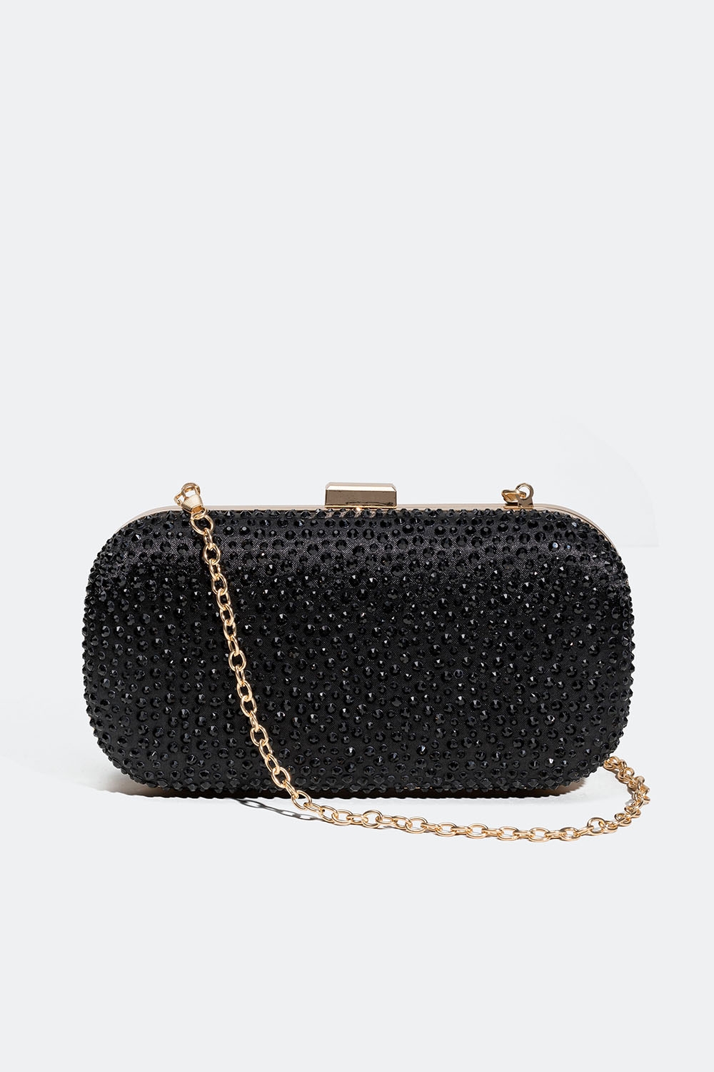 Sort clutch-taske i sort silkeimitation og med glassten i gruppen Tasker / Clutch bags hos Glitter (172001429000)