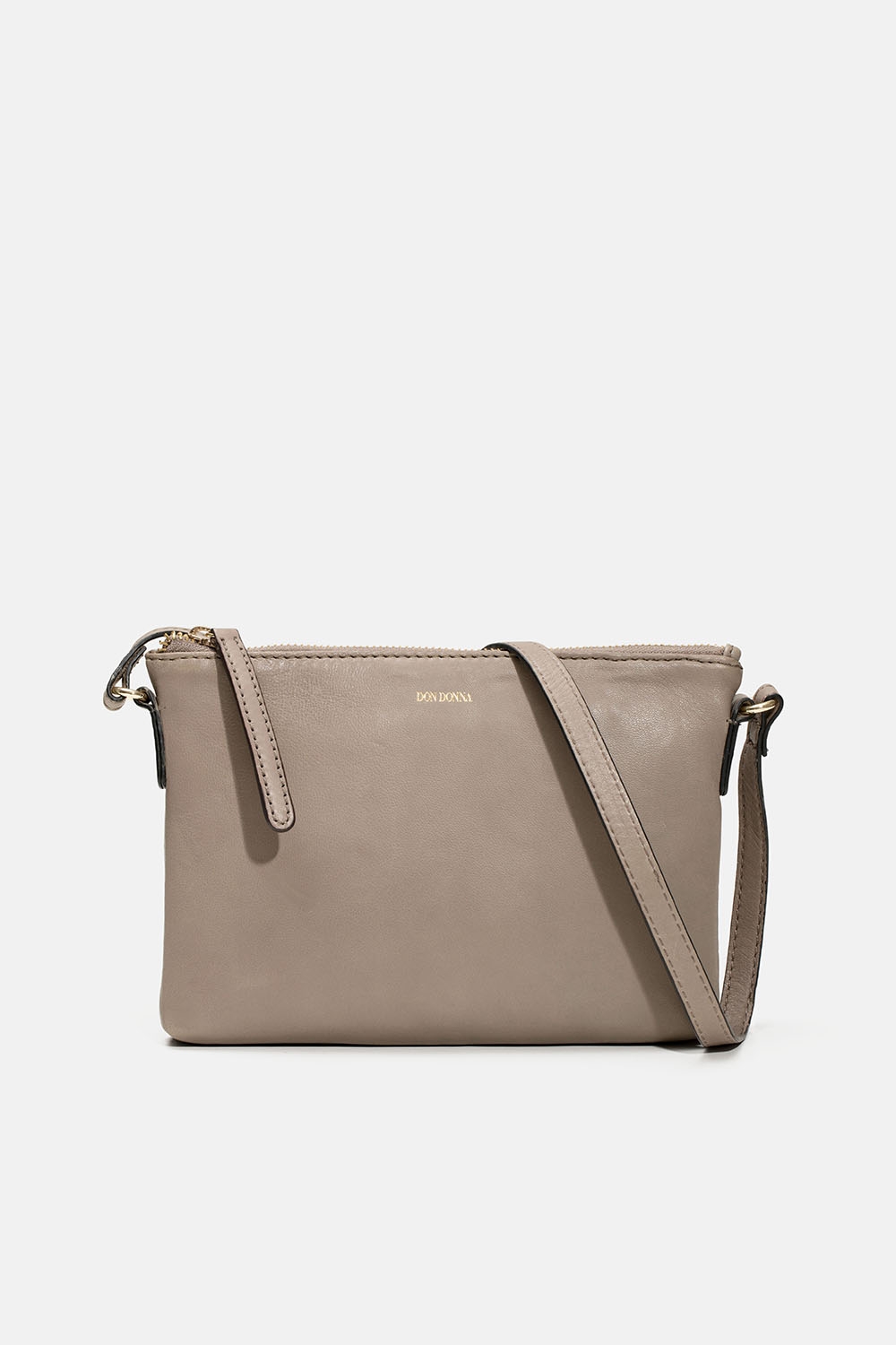 Taupefarvet crossbody-taske i læder i gruppen Don Donna - tasker hos Glitter (172001468500)