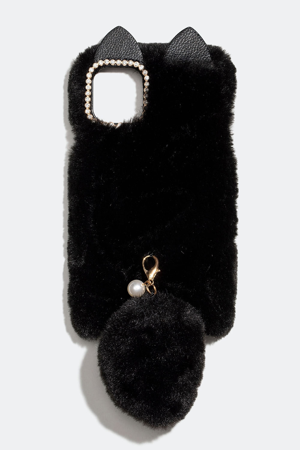 Sort fluffy mobiltelefon cover med ører og hale i gruppen Accessories / Mobiltilbehør / Mobilcovers hos Glitter (1740003890)