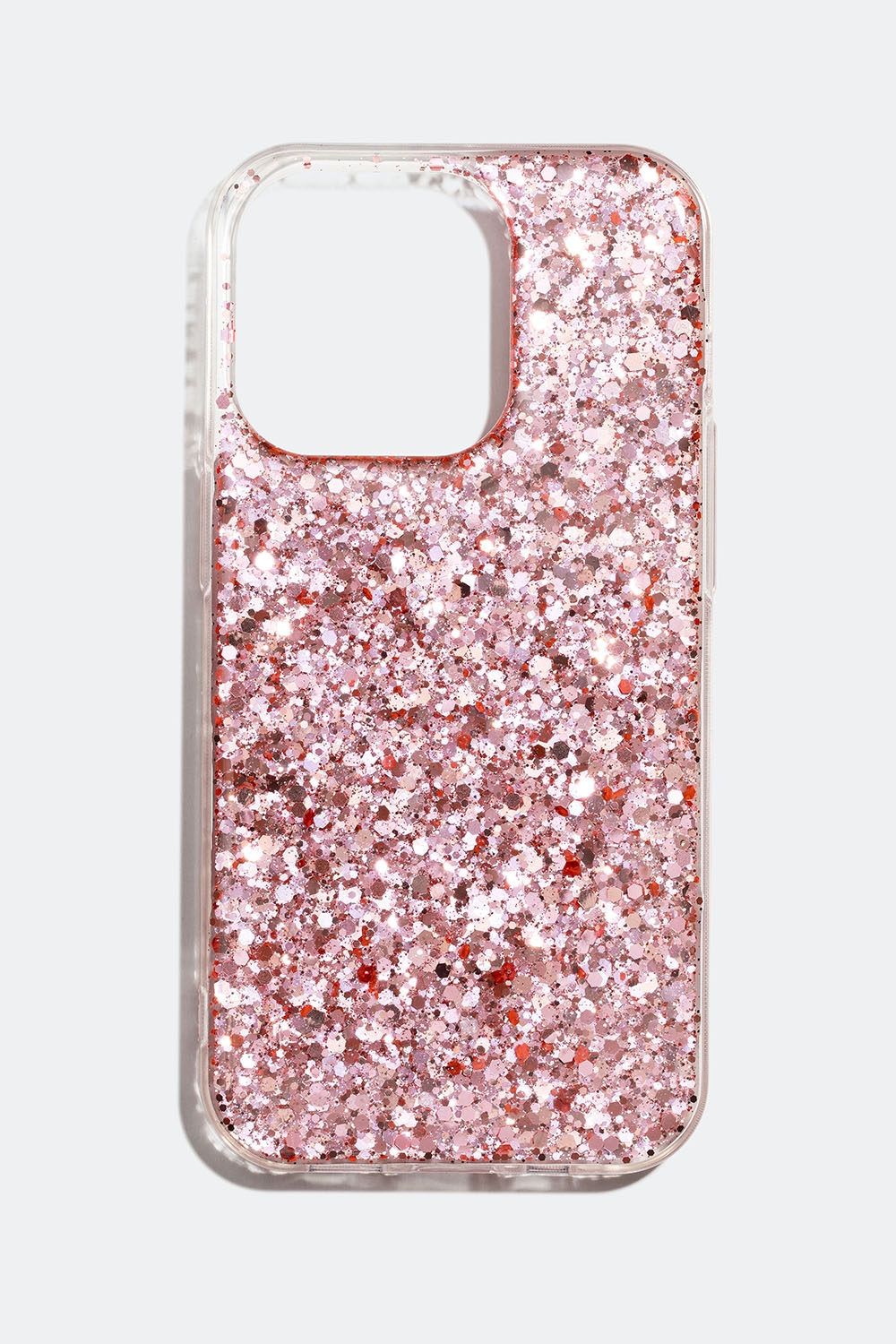  Gennemsigtigt mobilcover med rosa glitter, iPhone 14 PRO i gruppen Accessories / Mobiltilbehør / Mobilcovers / iPhone 14 / 14 PRO hos Glitter (174000395014)
