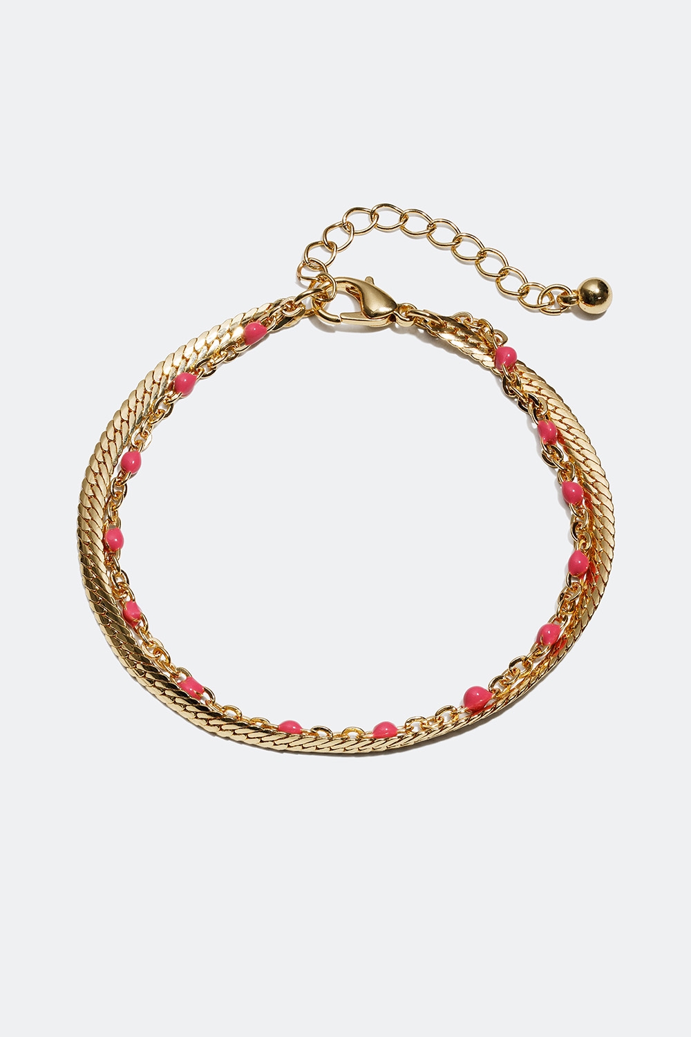 Guldfarvet armbånd med detaljer i rosa i gruppen Smykker / Armbånd / Tynde hos Glitter (251000595002)