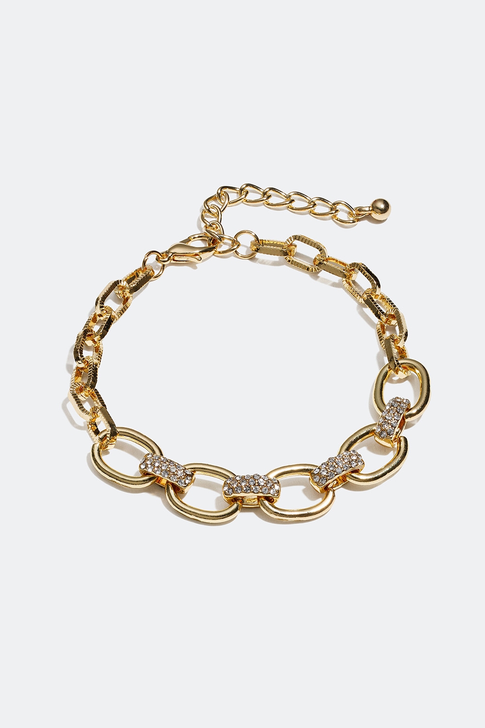 Guldfarvet kædearmbånd i forskellige kædetyper med glassten i gruppen Smykker / Armbånd / Brede hos Glitter (251000752002)