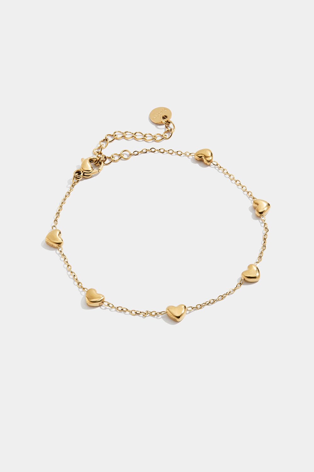 Tyndt kædearmbånd i stål med 18k guld og små hjerter i gruppen Store week / hos Glitter (251001542002)