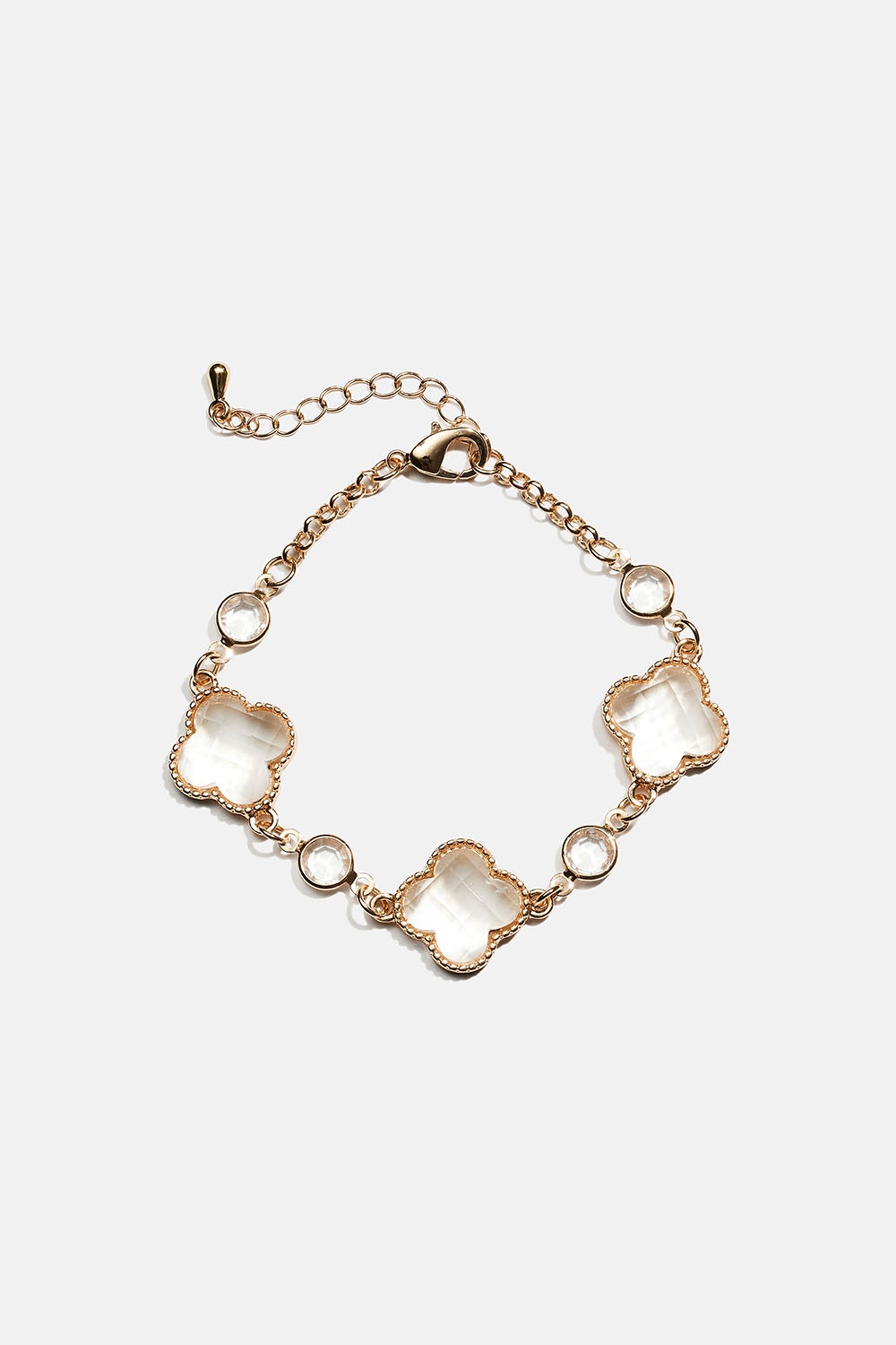 Armbånd med blomster i hvidt glas i gruppen Store week / hos Glitter (251001782002)
