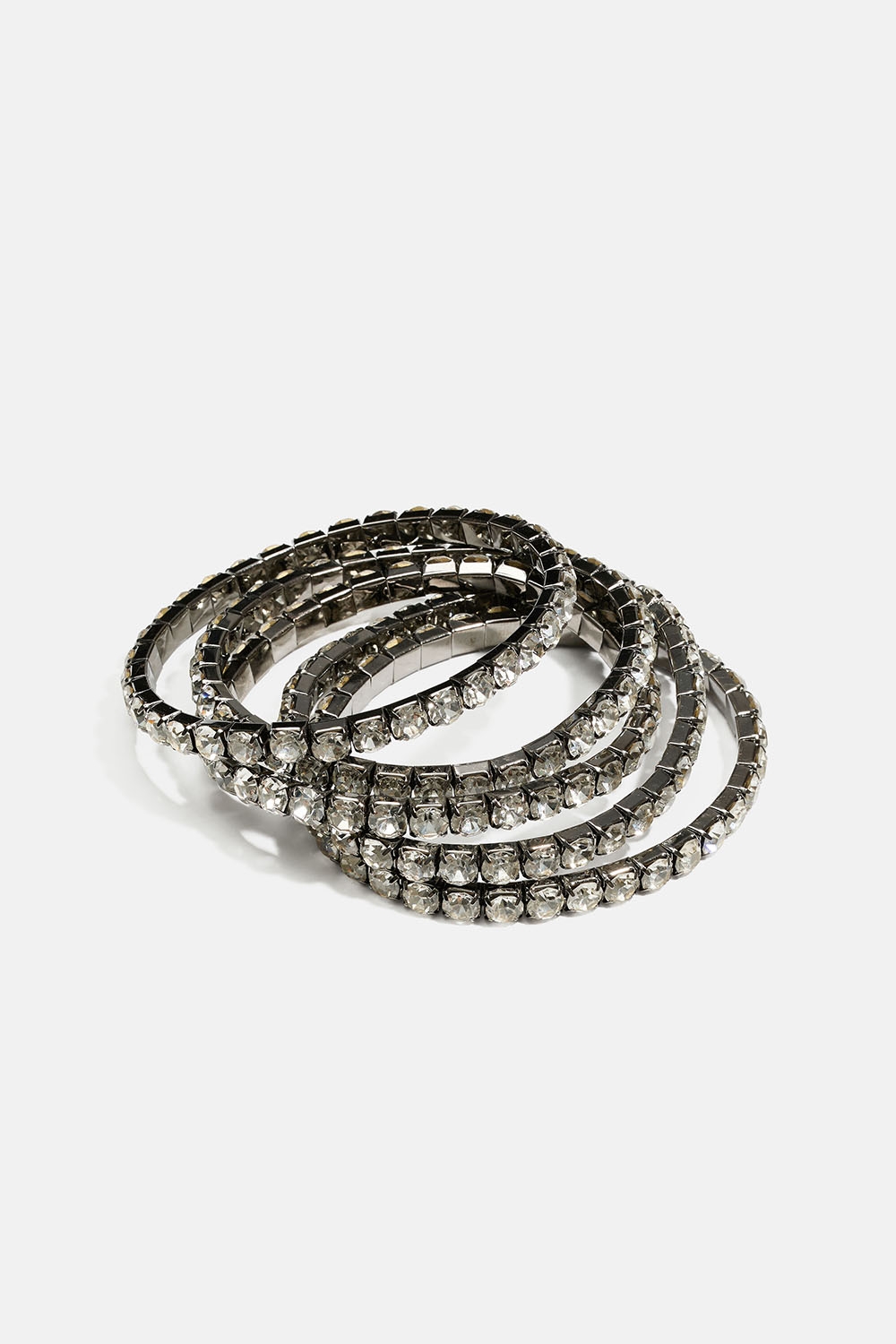 Mørkegrå elastisk rhinsten-armbånd, 5-pak i gruppen Smykker / Armbånd / Flerpak hos Glitter (251001811500)