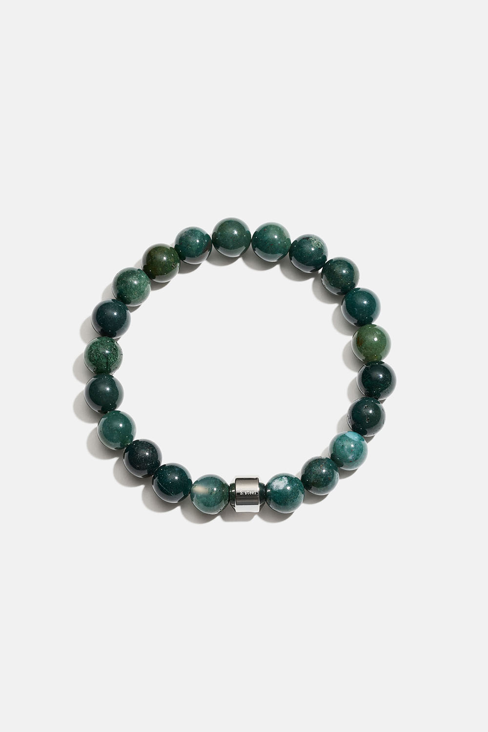 Armbånd med grønne jaspis natursten og stål i gruppen Smykker / Unisex hos Glitter (251002167597)