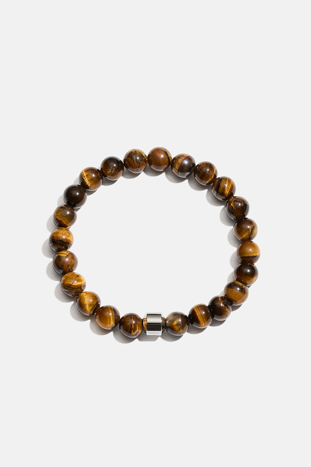 Armbånd med brune tigerøje-natursten og stålperle i gruppen Smykker / Armbånd / Armbånd - unisex hos Glitter (2510021680)