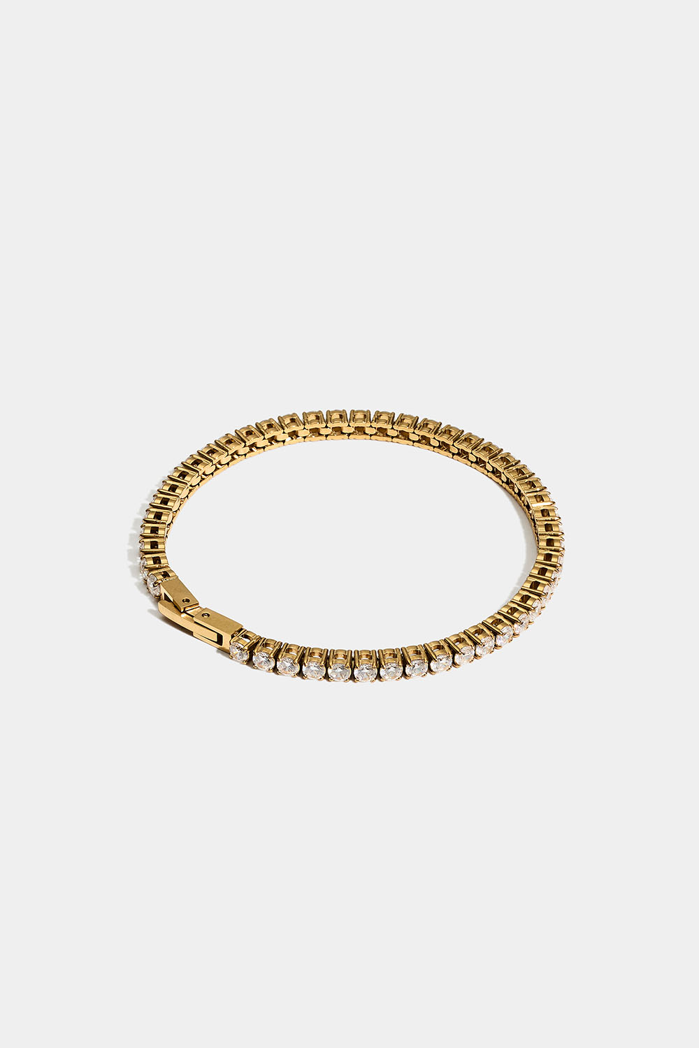 Bredt tennisarmbånd i 18 karat forgyldt stål med Cubic Zirconia i gruppen Stainless Steel / Armbånd i stål hos Glitter (251002402000)