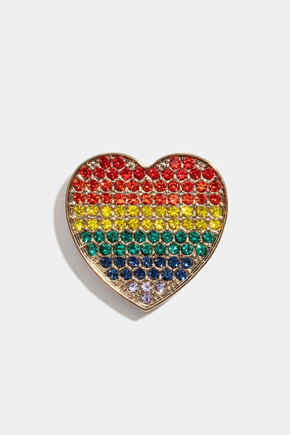 Broche med hjerte og glassten i regnbuens farver i gruppen Pride hos Glitter (252000119902)