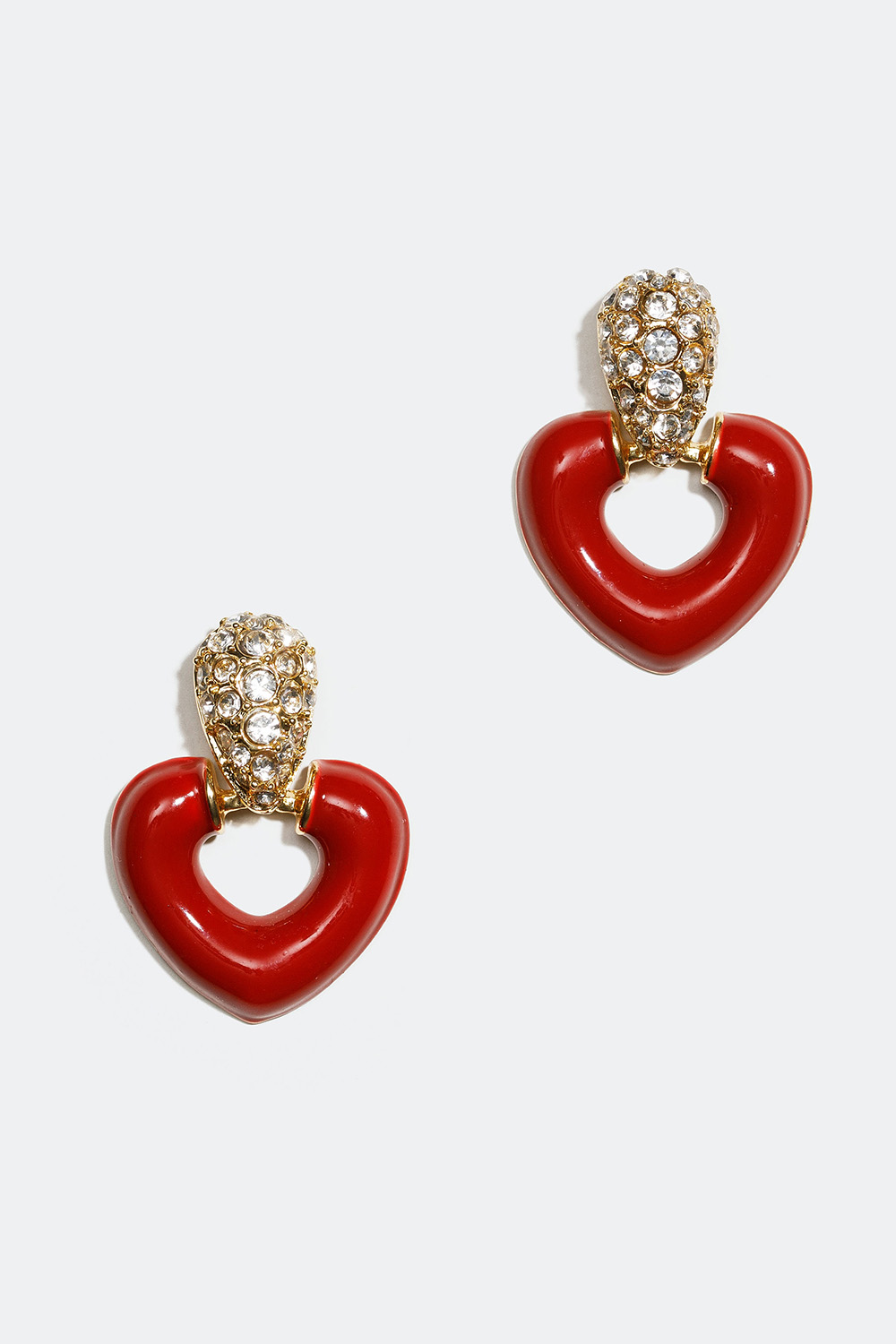 Øreringe med røde hjerter og glassten i gruppen Smykker / Øreringe hos Glitter (253003726002)