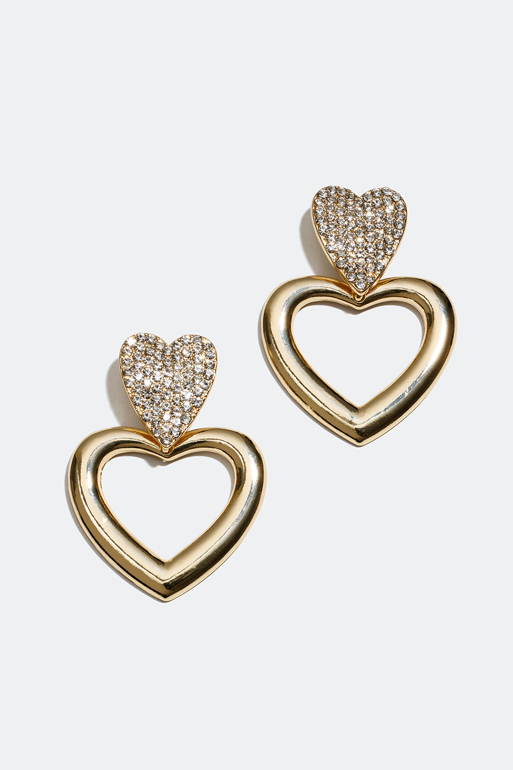 Store guldfarvede øreringe med hjerter og glassten i gruppen Smykker / Øreringe hos Glitter (253004532002)