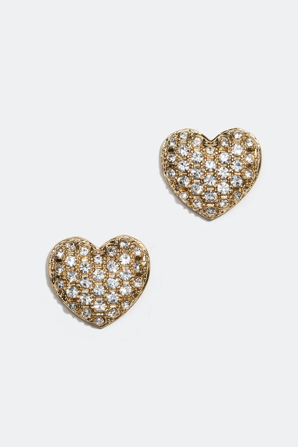 Guldfarvede hjerteformede ørestikker med glassten i gruppen Smykker / Øreringe / Similiøreringe hos Glitter (253005300202)
