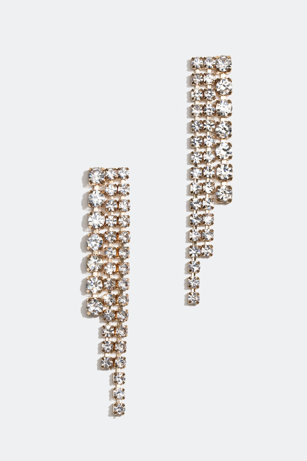 Guldfarvede rhinsten-øreringe med tre led i gruppen Smykker / Øreringe / Similiøreringe hos Glitter (253005330202)