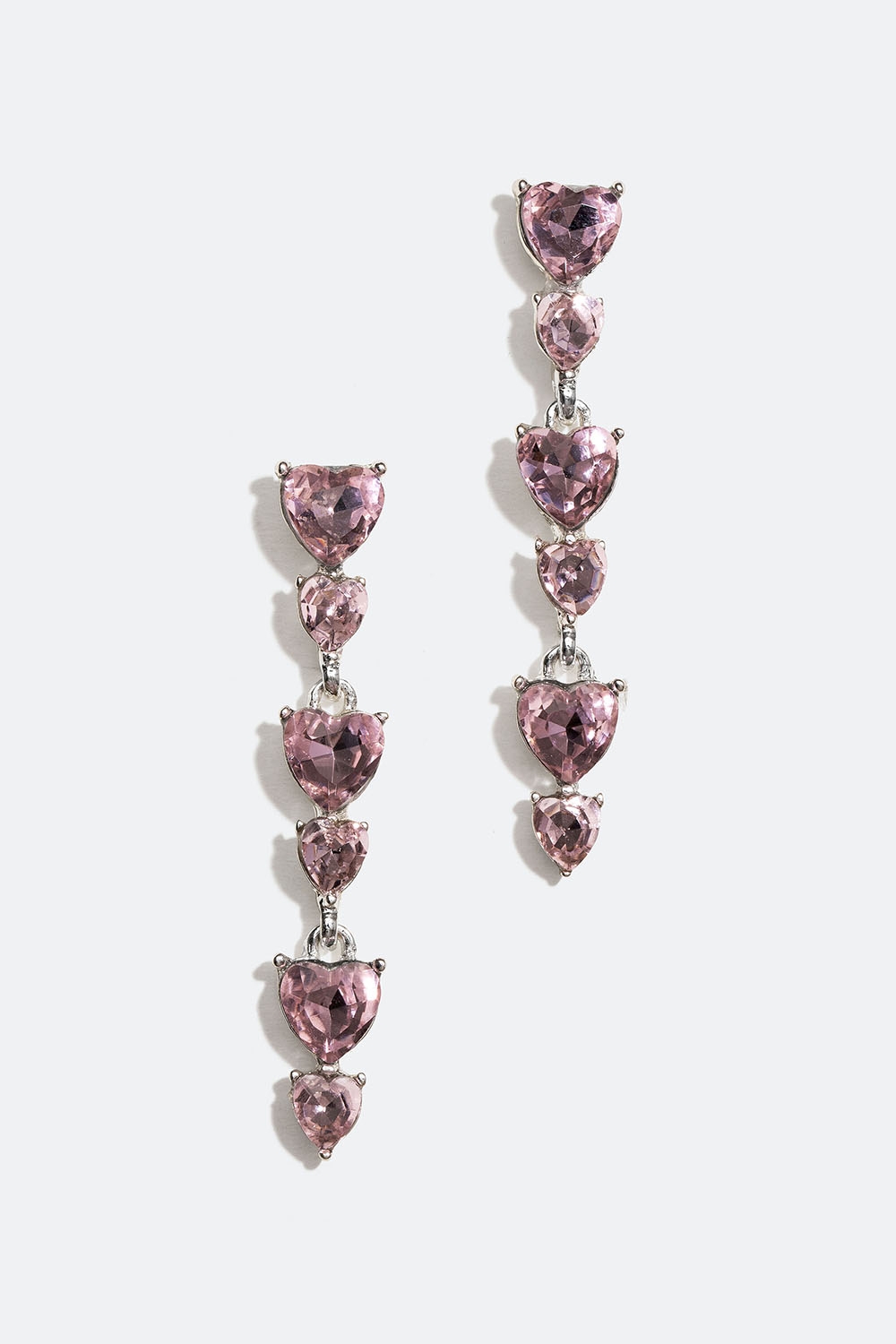 Lange øreringe med lyserøde hjerteformede glassten i gruppen Smykker / Øreringe hos Glitter (253005845402)