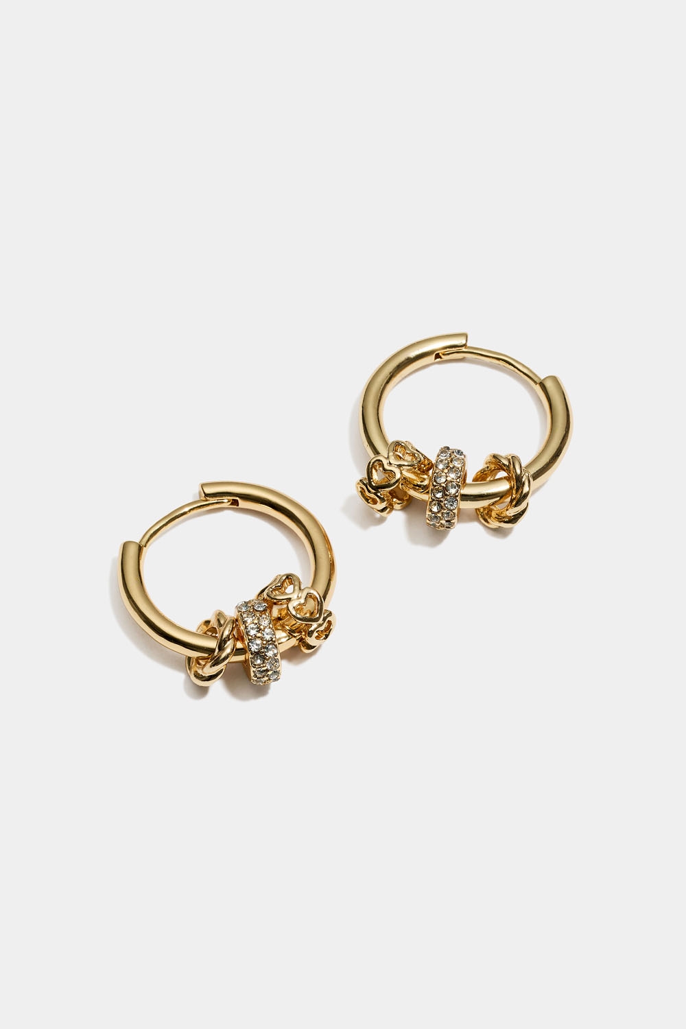 Guldfarvede hoops med runde charms i gruppen Smykker / Øreringe / Hoops / Hoops med vedhæng hos Glitter (253009782002)