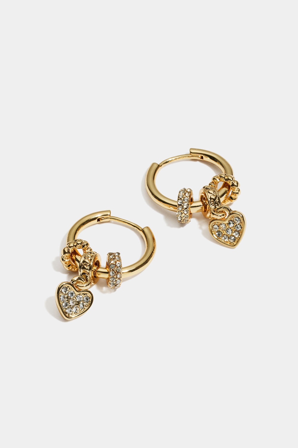 Guldfarvede hoops med charms og rhinsten i gruppen Smykker / Øreringe / Hoops / Hoops med vedhæng hos Glitter (253009792002)