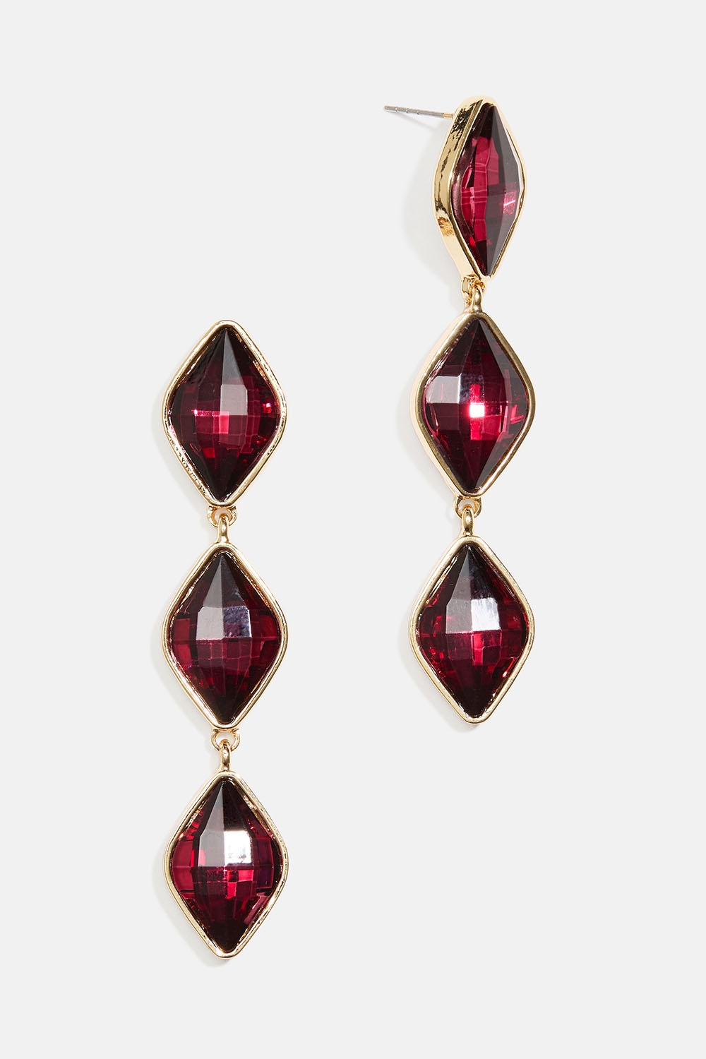 Øreringe med bordeaux glassten i diamantform i gruppen Store week / hos Glitter (253010046302)