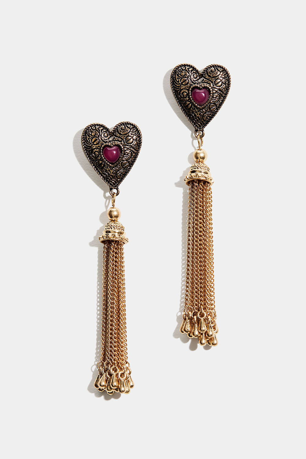 Øreringe med hjerter og vedhæng med kæder i gruppen Smykker / Øreringe hos Glitter (253010992102)