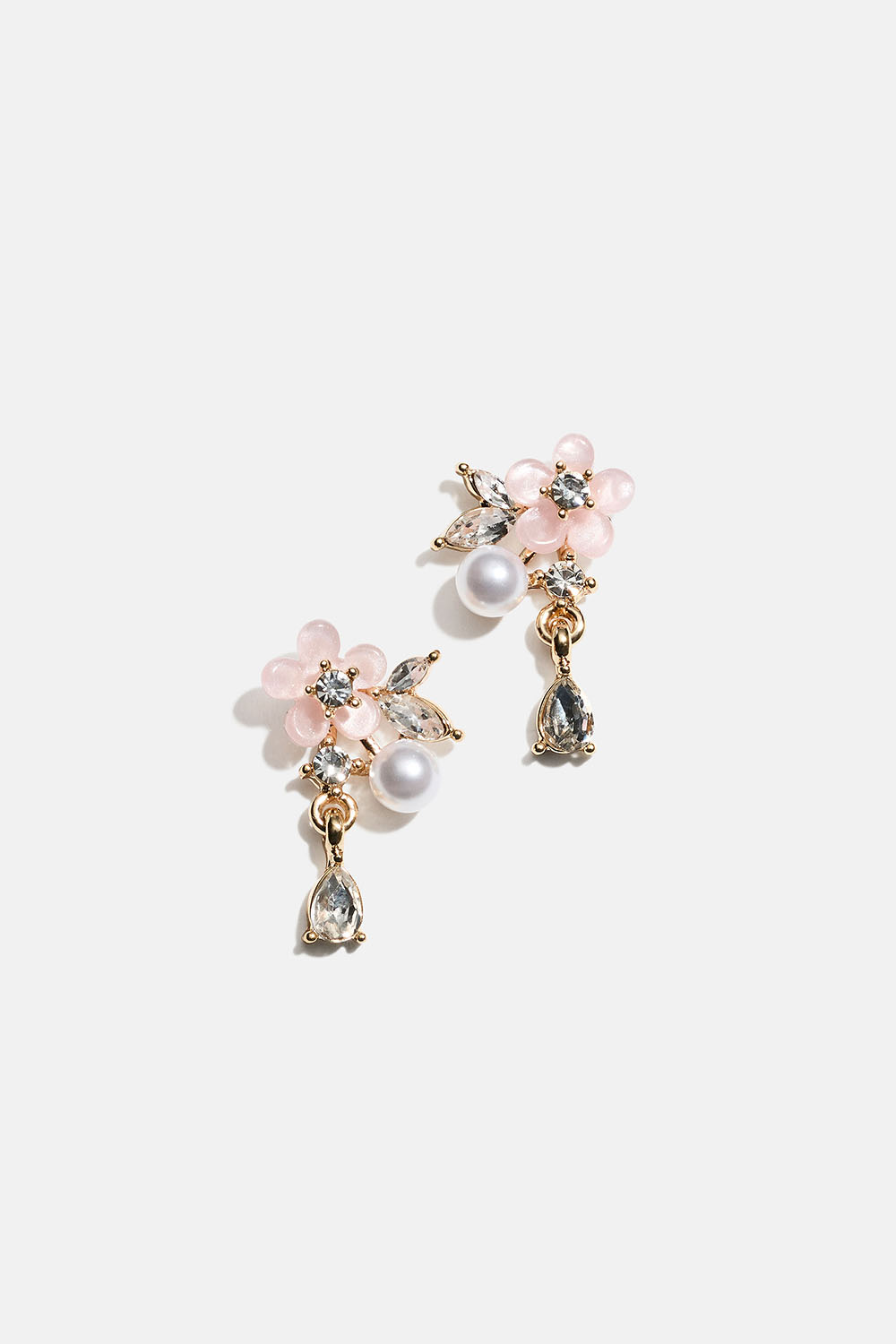 Øreringe med rosa blomster, perle og glassten i gruppen Smykker / Øreringe hos Glitter (253011143002)