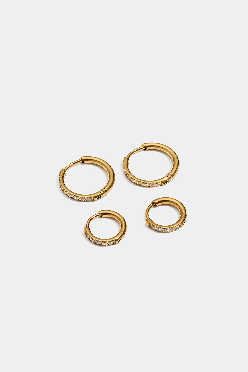 Hoops i stål med 18 K guld, 2-pak i gruppen Stål / Øreringe i stål hos Glitter (253012292000)