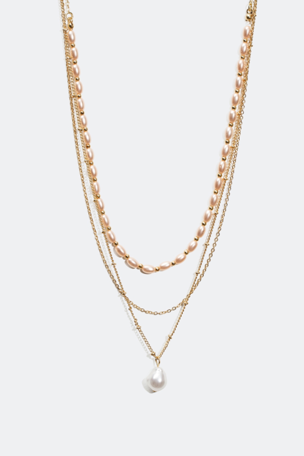 Lag-på-lag-halskæde med rosa perler i gruppen Alle Smykker / Halskæder hos Glitter (25400031)