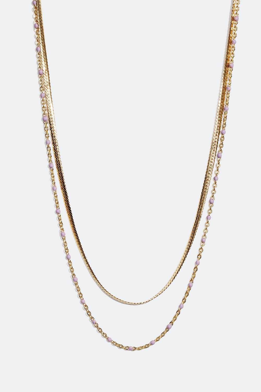 Guldfarvet dobbelt halskæde med detaljer i lilla i gruppen Smykker / Halskæder hos Glitter (254000856502)