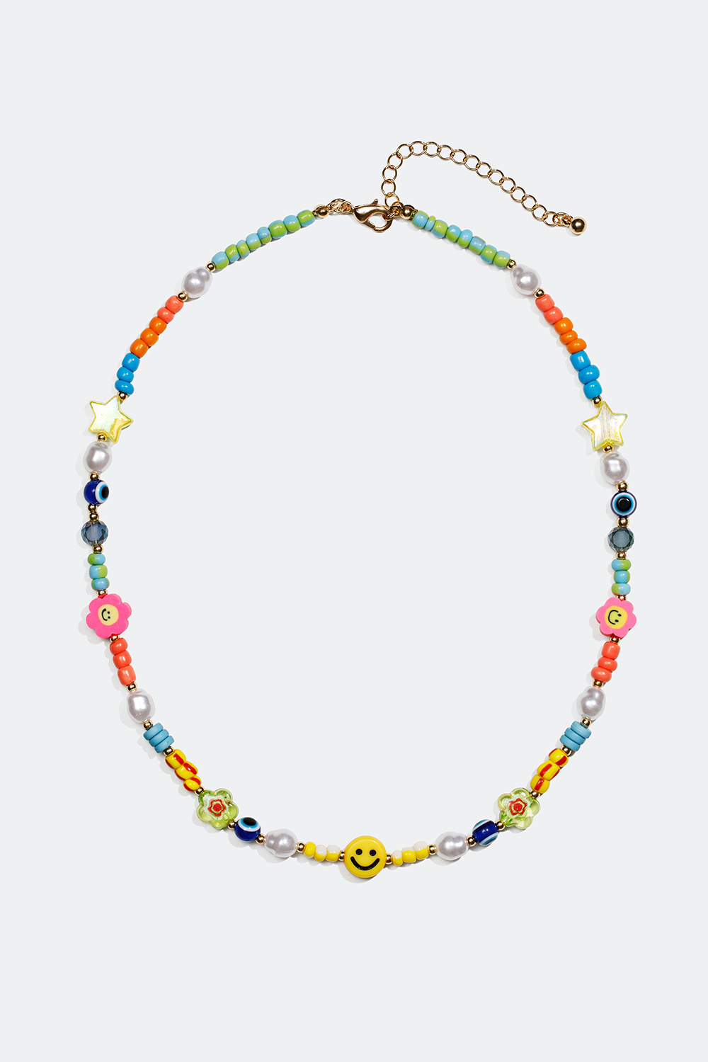 Halskæde med farvede perler og motiver i gruppen Smykker / Halskæder hos Glitter (254000869902)