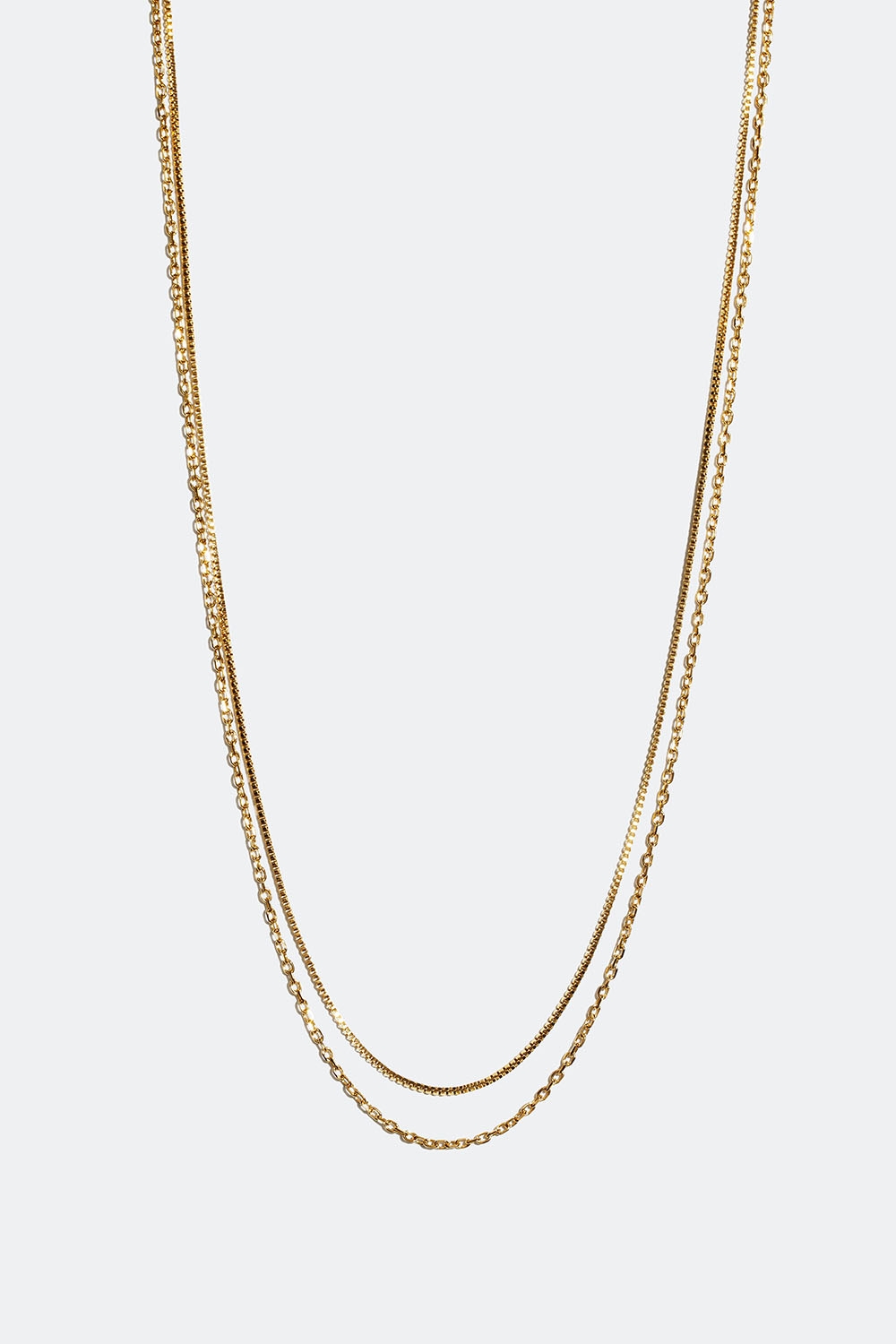 Dobbelt kæde-halskæde i stål med 18k guld i gruppen Smykker / Halskæder / Kæder hos Glitter (254001032002)