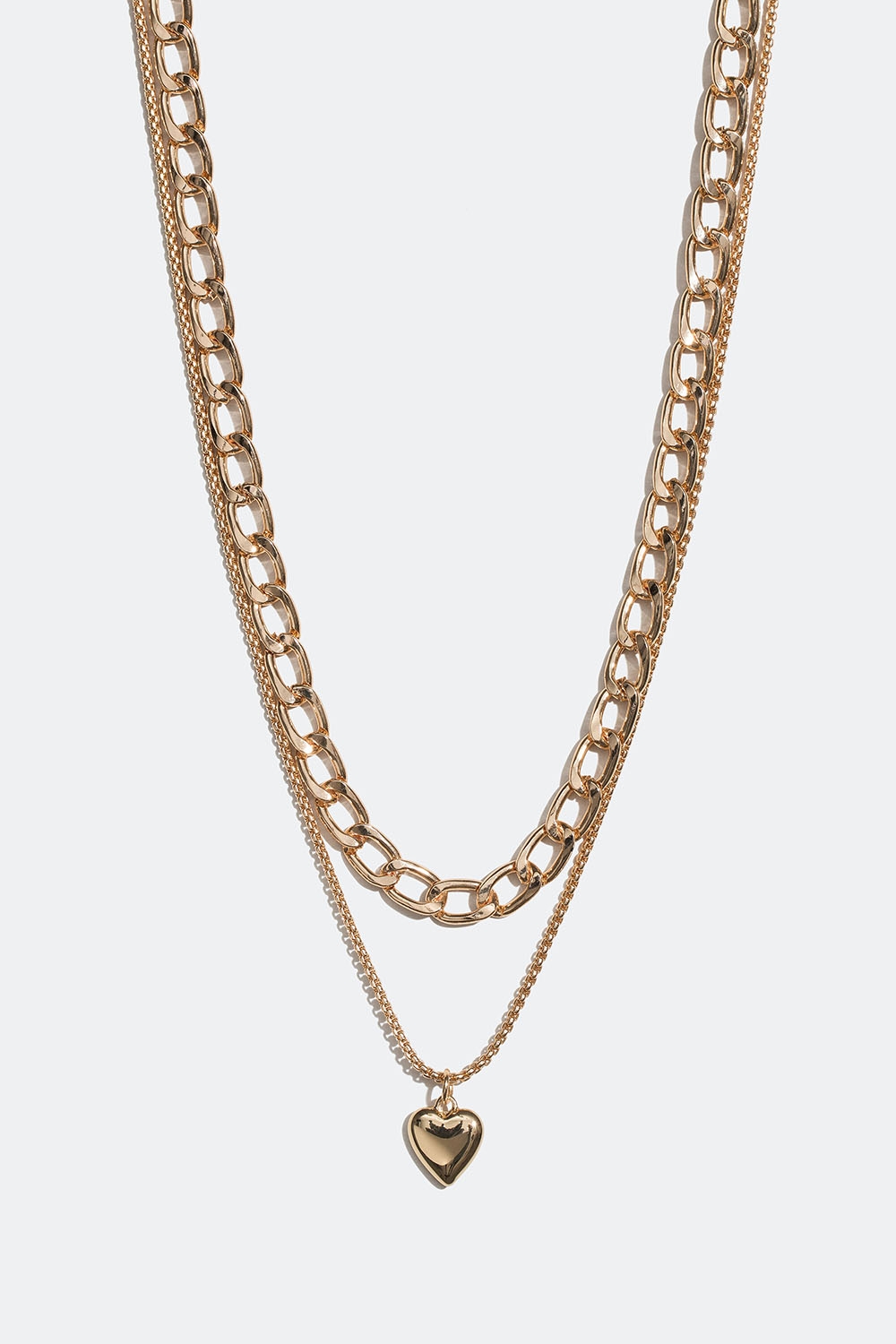 Guldfarvet dobbelt halskæde med hjerte i gruppen Smykker / Halskæder / Halskæder med vedhæng hos Glitter (254001322002)