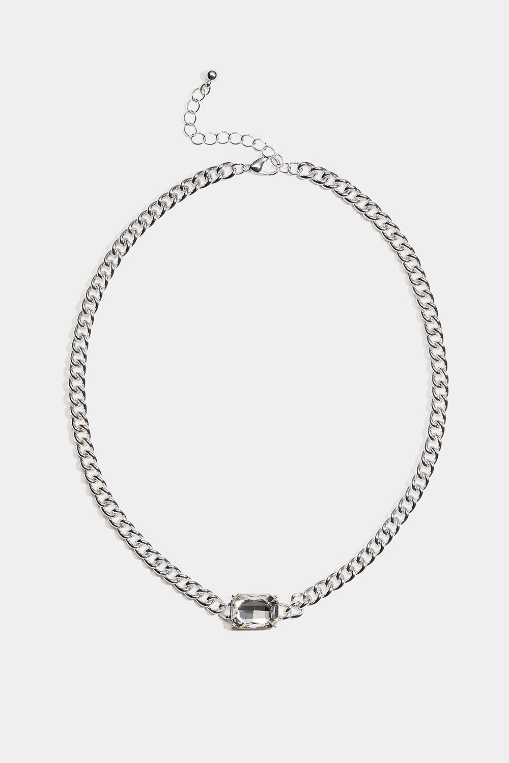 Halskæde med grov kæde og stor glassten i gruppen Store week / hos Glitter (254002411001)