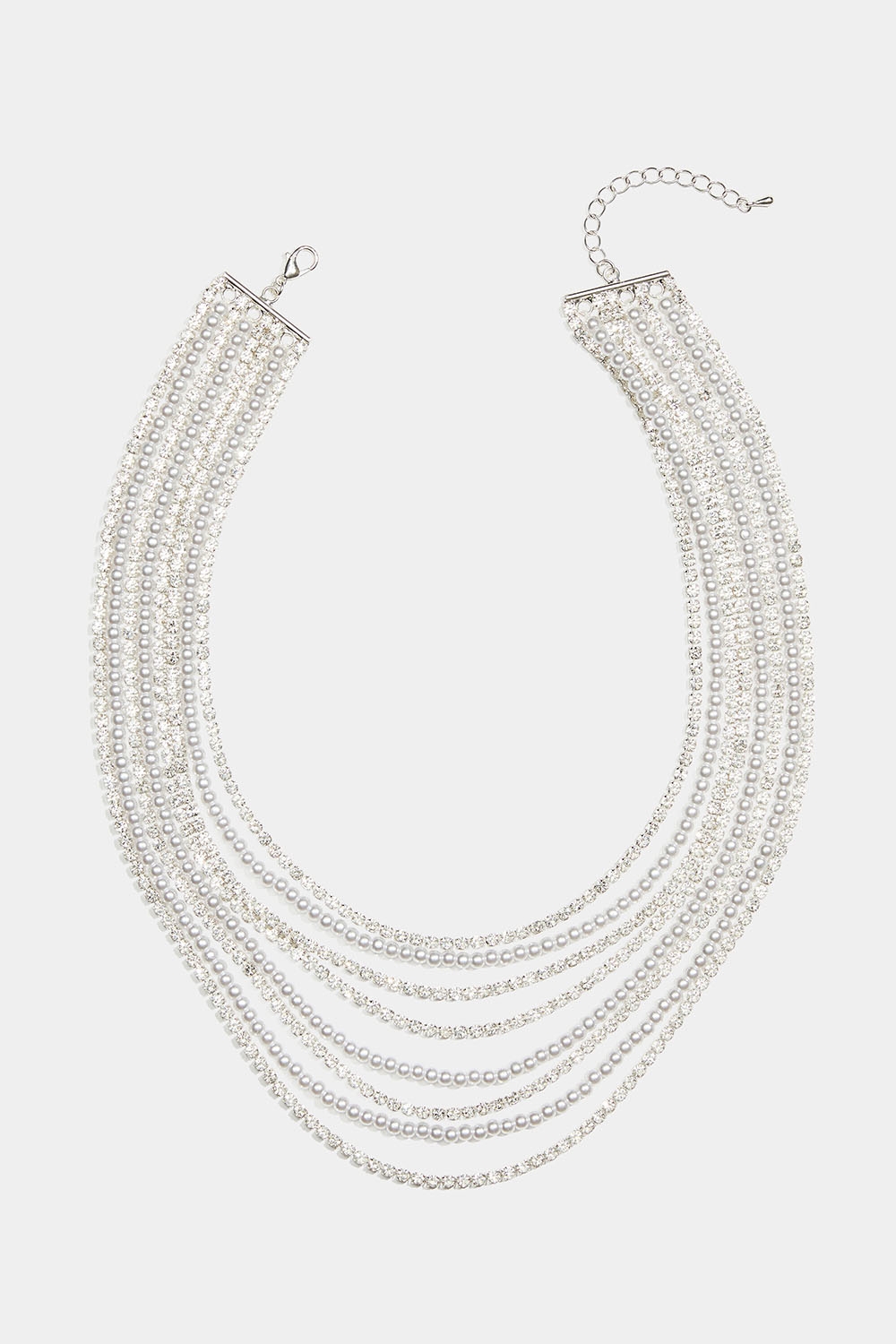 Halskæde med otte kæder i rhinsten og perler i gruppen Smykker / Halskæder / Similihalskæder hos Glitter (254002421001)