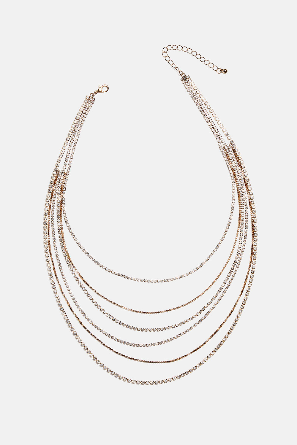 Guldfarvet lag-på-lag-halskæde med kæder og glassten i gruppen Smykker / Halskæder / Similihalskæder hos Glitter (254002670202)