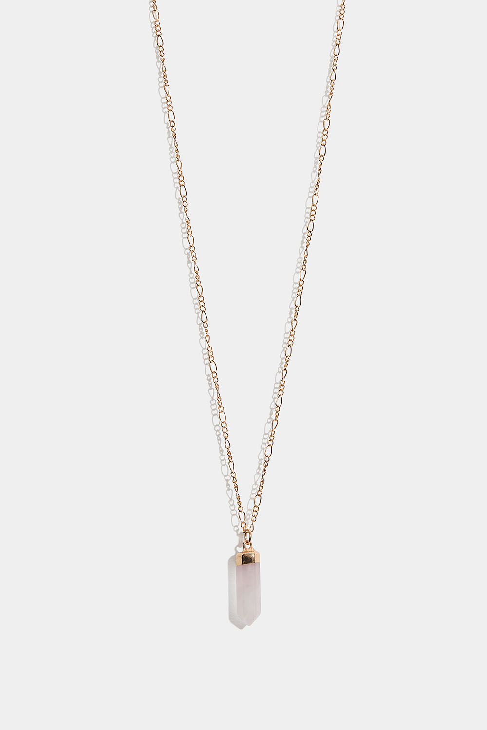 Guldfarvet halskæde med vedhæng i rosakvarts i gruppen Smykker / Halskæder / Halskæder med vedhæng hos Glitter (254002715102)