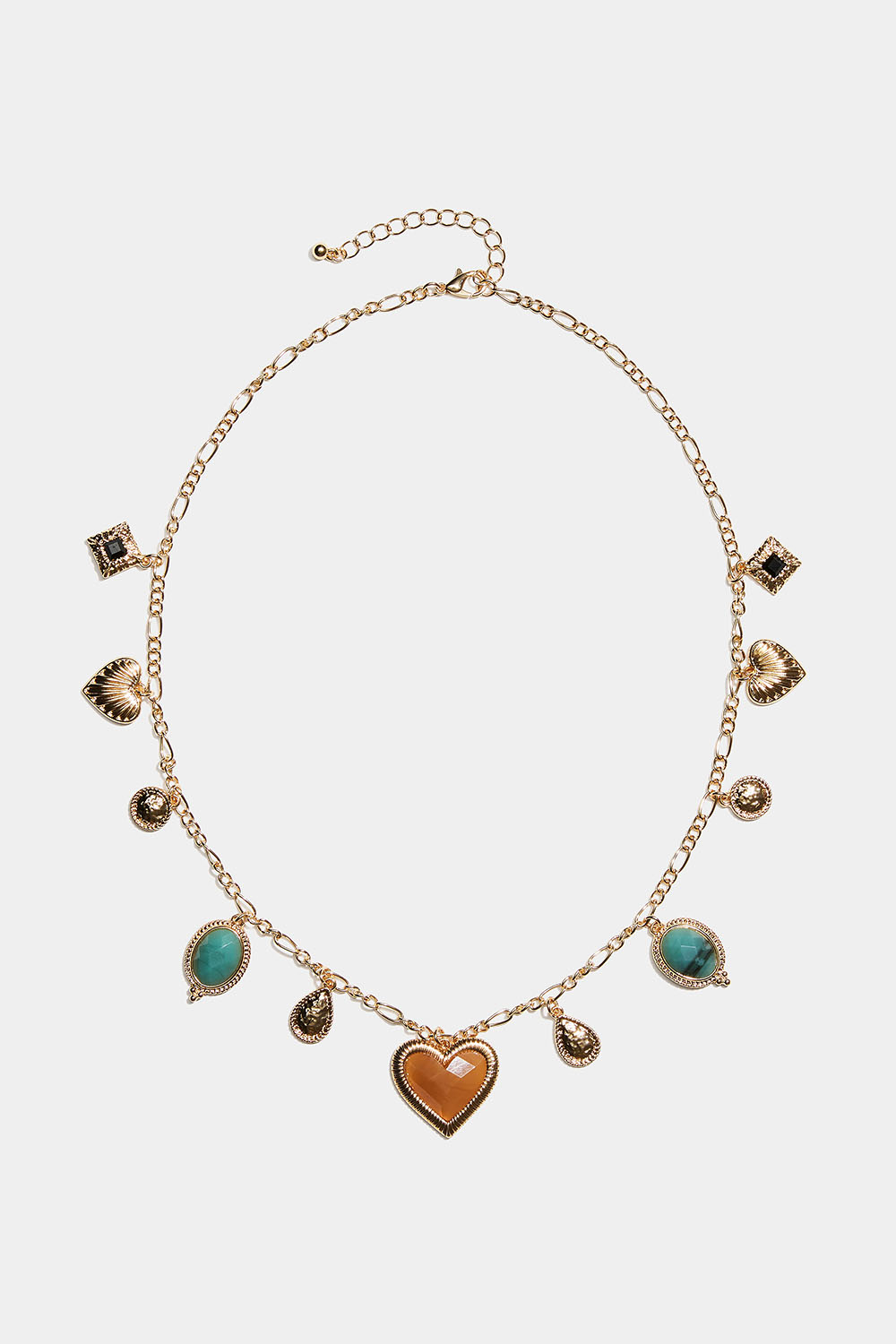 Guldfarvet halskæde med forskellige vedhæng i gruppen Smykker / Halskæder / Halskæder med vedhæng hos Glitter (254002729902)