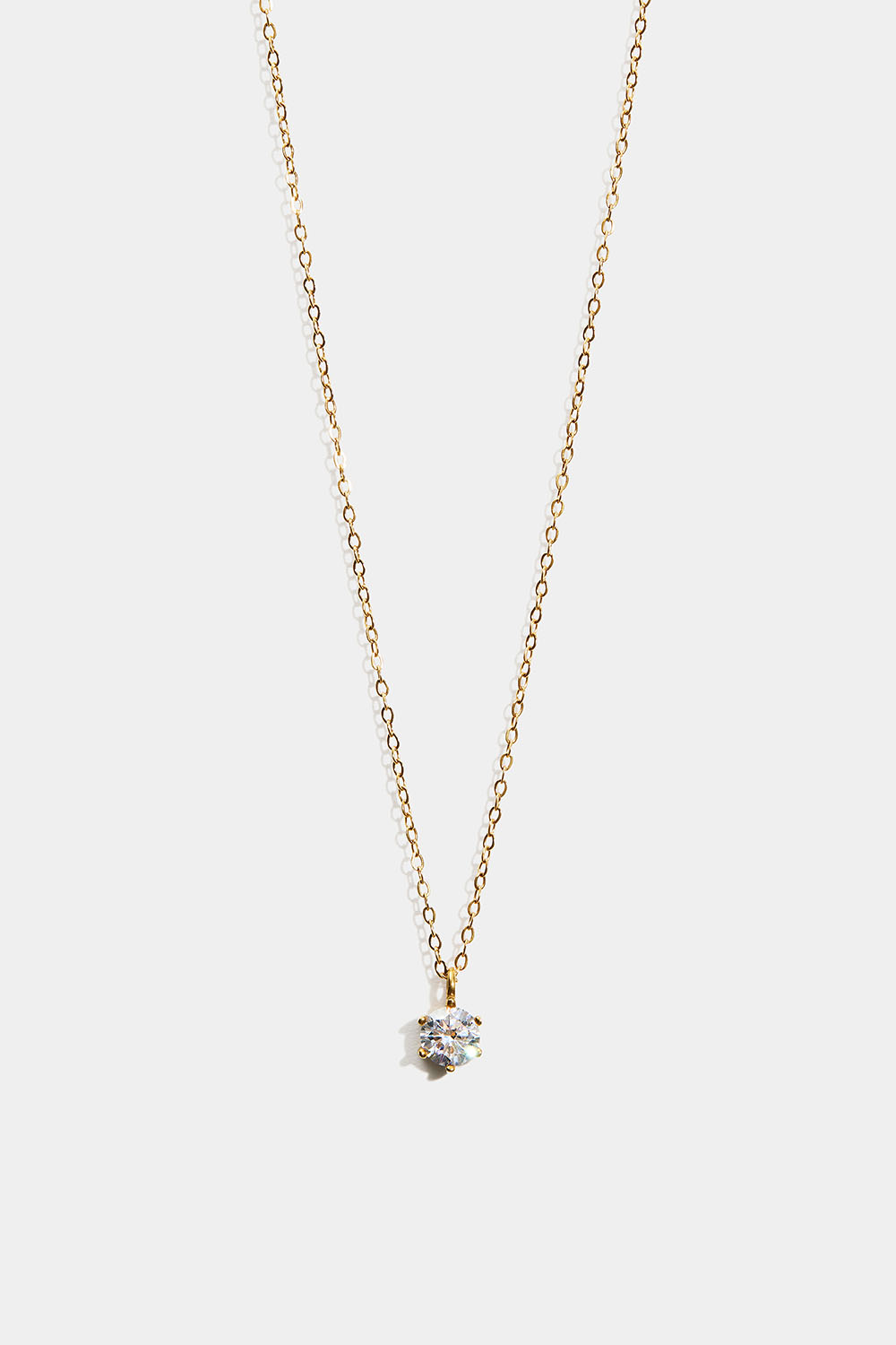Kæde-halskæde i stål med 18 karat guld og rund Cubic Zirconia i gruppen Stål / Halskæde i stål hos Glitter (254003022000)