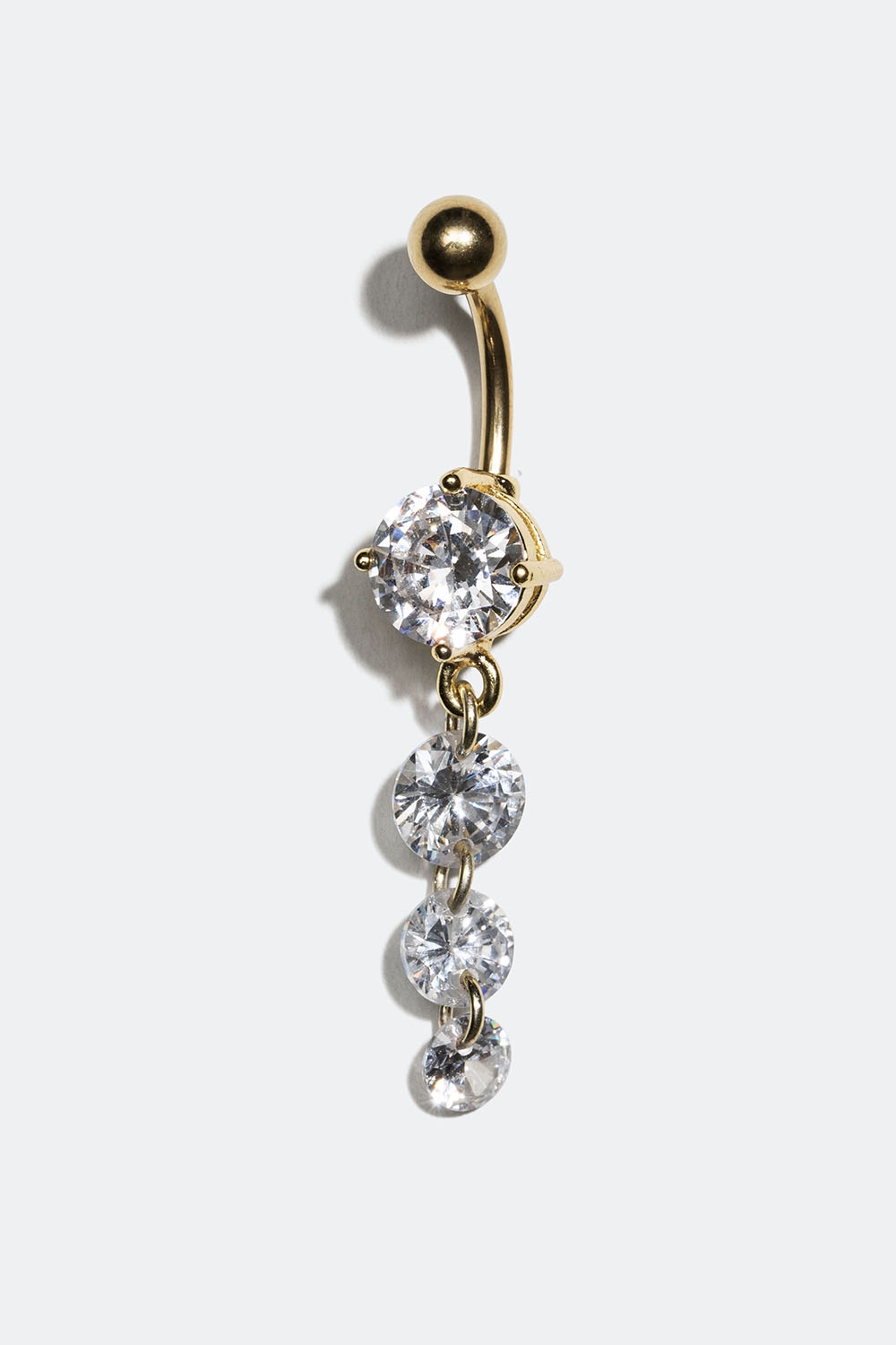 Navlepiercing med runde sten i kubisk zirkoniumoxid, 10mm i gruppen Smykker / Piercinger / Navlepiercinger hos Glitter (255000082010)