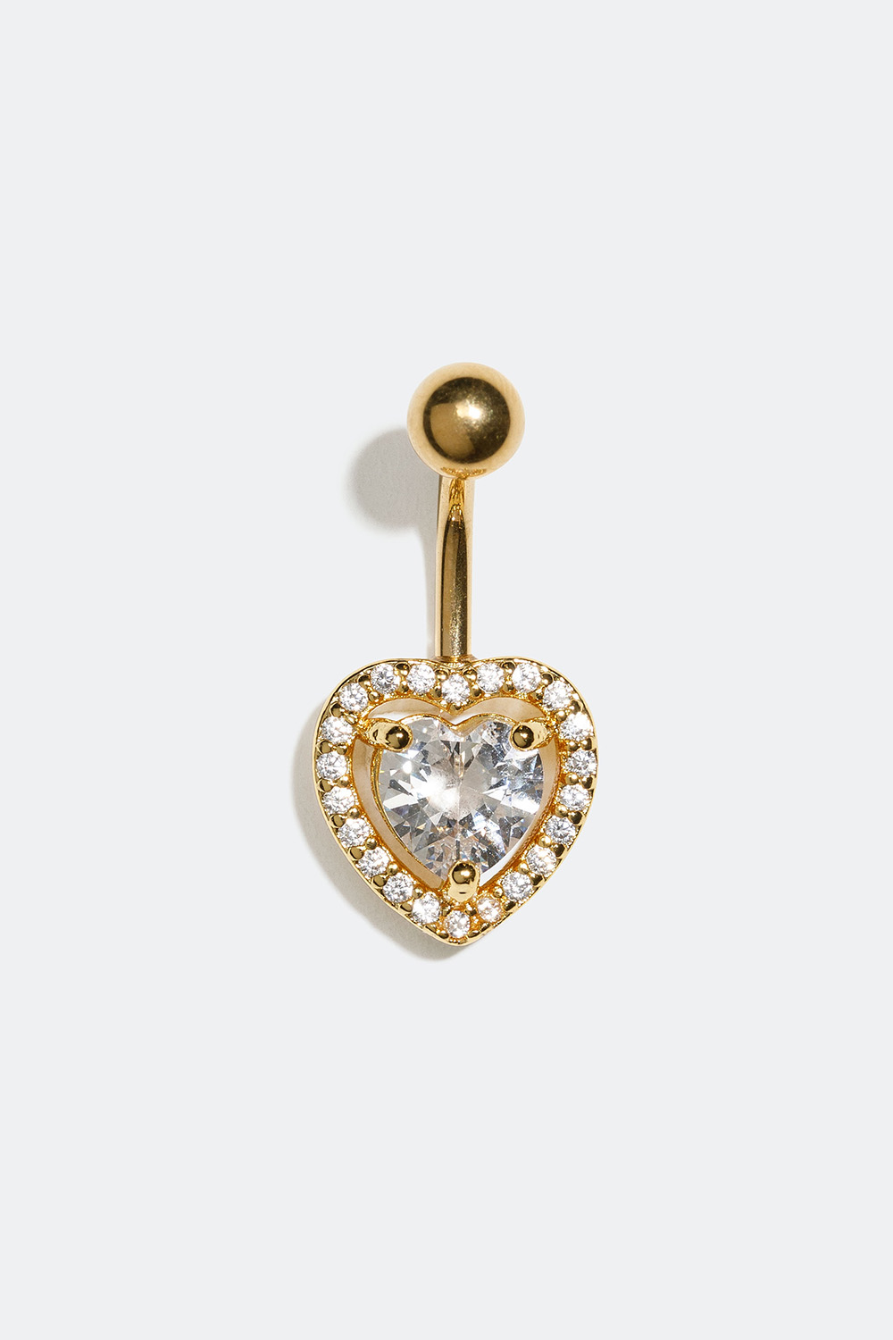Guldfarvet navlepiercing med hjerte og sten i Cubic Zirconia i gruppen Smykker / Piercinger / Navlepiercinger hos Glitter (255000330110)