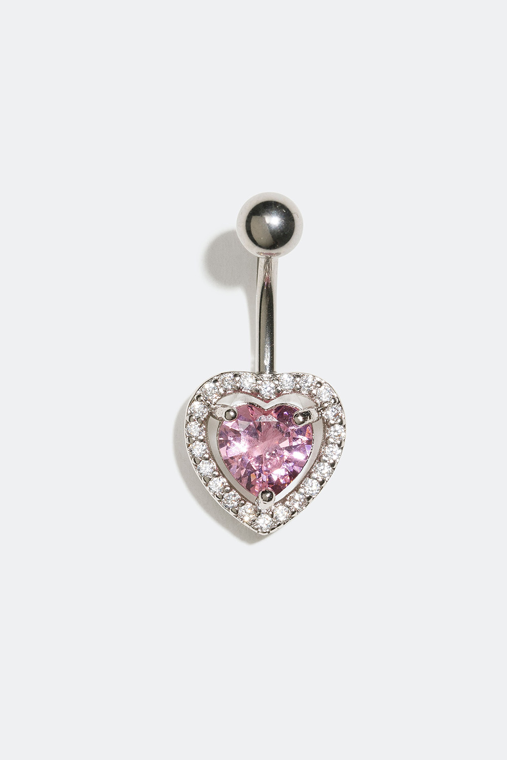 Navlepiercing med pink hjerte og Cubic Zirconia sten i gruppen Smykker / Piercinger / Navlepiercinger hos Glitter (255000335010)