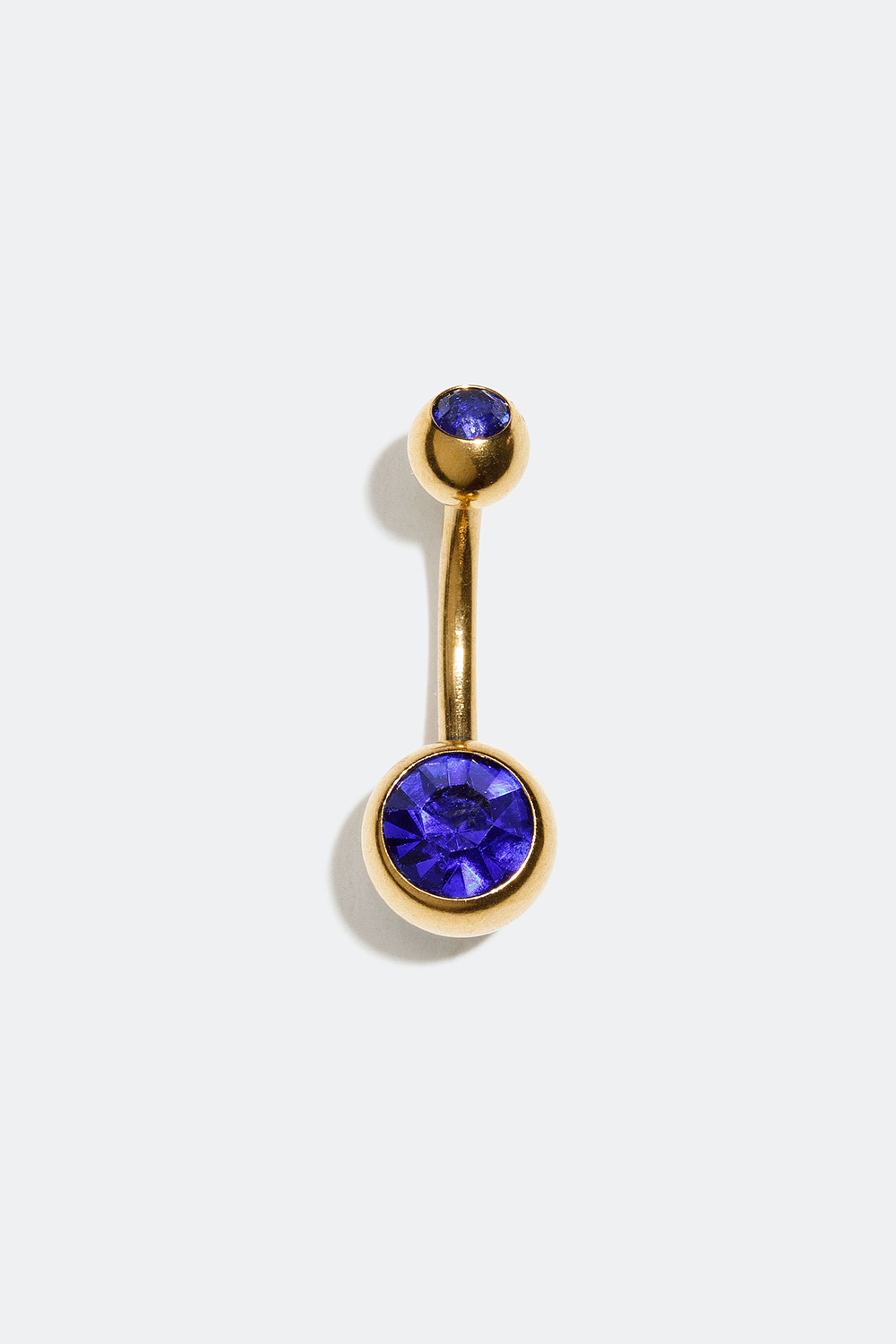 Guldfarvet navlepiercing med to blå sten i gruppen Smykker / Piercinger / Navlepiercinger hos Glitter (255000467210)