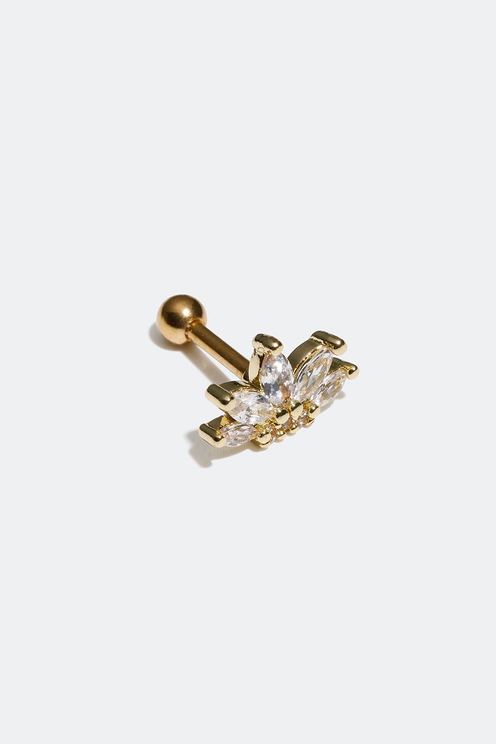 Guldfarvet tragus / helix piercing med ovale Cubic Zirconia sten i gruppen Smykker / Piercinger hos Glitter (255000500100)