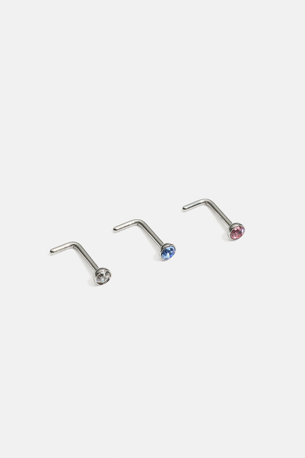 Næsepiercing i stål med sten, 3-pak i gruppen Smykker / Piercinger / Næsepiercinger hos Glitter (255000621600)