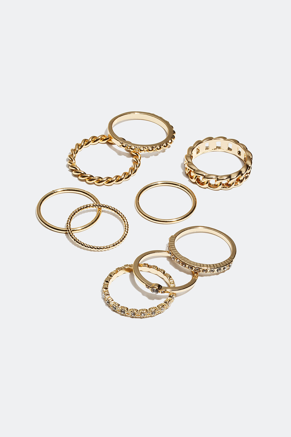 Ringe i forskellige størrelser, 9-pak i gruppen Alle Smykker / Ringe / Flerpak hos Glitter (25600011)