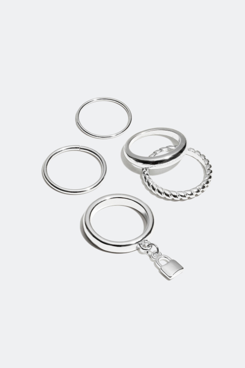 Ringe i forskellige størrelser, 5-pak i gruppen Alle Smykker / Ringe / Flerpak hos Glitter (25600015)